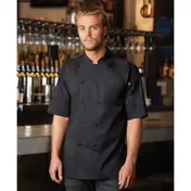 Chef Works K150-BLK-S Chef Coat, Small Black Cotton Twill, Pearl Buttons, Thermometer Pocket 1 image