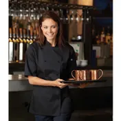 Chef Works KL150-BLK-M Bistro Chef Coat, Medium, Black, 65/35 Poly/Cotton Twill, Short Sleeve 1 image