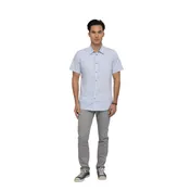 Chef Works SHC01-BLU-S Cook's Shirt, Small, Blue, Poly/Cotton, Short Sleeve, Snap Front 1 image