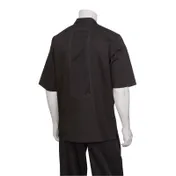 Chef Works VSSS-BBK-M Valais Chef Coat, Medium Black Short-Sleeve, 65/35 Twill, Vent Back, Buttons 1 image