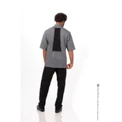 Chef Works VSSS-GBC-3XL Chef Coat Short-Sleeve 3XL Gray 65/35 Twill Vent Back Snap Front Topstitch 2 image