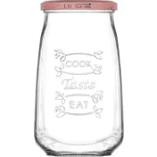 LAV HORECA BST105 K03 Boston Jar, 35.5 oz (1-2 Qt) Glass Container with Leakproof Lid - 12/Case 1 image