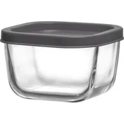 LAV HORECA CHI209 PK222 - Clear Glass Square Container with Gray Lid, 9 1/8 oz, 2-1/4" H, 12/Case 1 image
