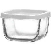 LAV HORECA CHI209 TFPK0002 - Clear Glass Container with White Lid, 9 1/8 oz (0.28 Qt) - 12/Case 1 image