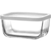 LAV HORECA CHI212 PK0002 - Clear Glass Food Container with White Lid, 13.75 oz (0.86 Qt) - 12/Case 1 image