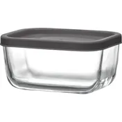 LAV HORECA CHI212 PK222 - Clear Glass Rectangular Container with Gray Lid, 13 3/4 oz - 12/Case 1 image