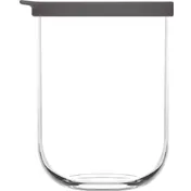 LAV HORECA DET399 PK222 - Round Clear Glass Food Jar, 1-2 Qt Capacity, Gray BPA-Free Lid - 12/Case 1 image