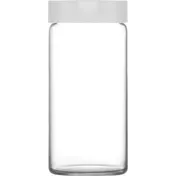 LAV HORECA HVN140 PK0002 Phuket Jar, 30 3/8 oz 1-2 Qt Glass with White Lid, 7" H x 3 1/8" R - 6/Case 1 image