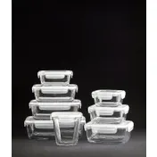 LAV HORECA KYO217 PK0002 - Clear Glass Food Container, White Lid, 25.3 oz Leakproof - 4/Case 2 image