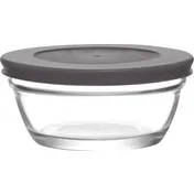 Lav Horeca SNP210 TFPK222 Clear Glass Container with Gray Lid, 8.5 Oz, <1 Qt Capacity - 12/Case 1 image