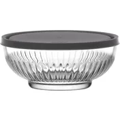LAV HORECA TOK214 PK222 - Clear Glass Container with Gray Lid, 20.25 oz, 2-1/2" H x 5-1/2" R Ø - 6/Case 1 image