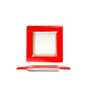 Turgla 02-032-15REDCLR - Square Glass Dinner Plate, 6" x 6", Red Fusion Glass, Premium Tableware - 1/Each 1 image