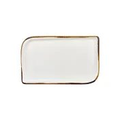 Turgla T-HAGLAR38DT-6 Rectangular Porcelain Platter, Brown Finish, 14" x 7" Size, Gleam Tableware 1 image