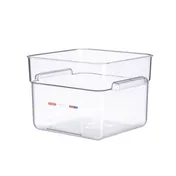 Carlisle 91904 - 12 Qt Square Food Container, Clear Polycarbonate, Integrated Label, Durable Plastic 1 image