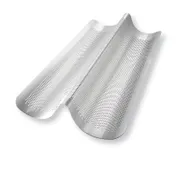 Chicago Metallic 24200 - 8"x16" Italian Loaf Pan, 2 Compartment, 18-Gauge Aluminized Steel, Non-PFAS, USA 1 image