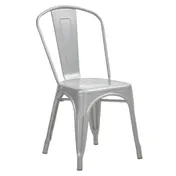 Hubert 92605 Outdoor Side Chair, CenPro Cafe Chair, 400 lb Capacity, Ergonomic Steel, Silver 1 image