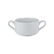 RAK Porcelain ASCS02 - Cream 10 oz Soup Bowl with Handles, White Porcelain, Dishwasher Safe - 12/Case 1 image