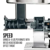 Hamilton Beach 09-1201-W Weston Meat Grinder, 3/4 HP, #12 Hub, 360-540 lbs/hr, 4.5mm & 7mm Plates, 560W, 120V 8 image