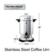 Hamilton Beach D50065 Coffee Urn/Percolator, S.Steel Exterior, 60 Cups, Cup Trip Handle, 120V 3 image