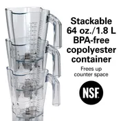 Hamilton Beach HBH550R-CE Fury Blender, Variable Speed, 64 Oz 8 image