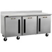 Traulsen CLUC-72F-SD-WTLRR-LK 72" 3-Solid Door Worktop Freezer, Stainless Steel, 18.80 cu. ft. 1 image