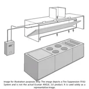 Econ Air ANSUL-3.0/3.0 Wall-Mounted Fire Suppression System w/ Pre-Piped Hood, Shutoff Valve 1 image