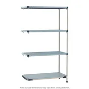 Metro MQ-1854GF-86-A4 4-Tier Polymer Shelving Unit, 18" D x 54" W x 86" H, 600 lb per shelf, 2000 lb total, includes three open-grid shelves and one solid shelf, Microban protection, NSF approved 1 image