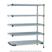 Metro MQ-2448GF-63-A5 5-Tier Polymer Shelving Unit, 24" D x 48" W x 63" H, 800 lbs per shelf, 2000 lbs total, Microban protection, NSF approved, includes quick-adjust grid shelves and solid polymer shelf 1 image