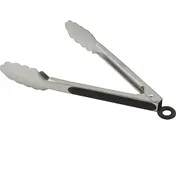 AllPoints 1371345 Utility Tongs - 9" Locking Stainless Steel, Non-Coated Handle, Dishwasher Safe 1 image