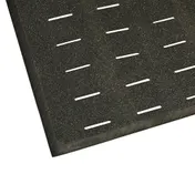 AllPoints 2801519 Mighty Mat Floor Mat, 3' x 5' 1/4" Thick Black Rubber Backing, Slots, Edges 1 image