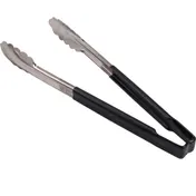 AllPoints 85693 Utility Tongs - 12" Paddle, Black Handle, Stainless Steel, Kool-Touch Grip 1 image