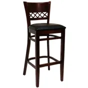 ATS 561-BS Bar Stool, Upholstered Seat, Beech Wood Frame, Crisscross Cut-Out Back, Armless, Standard Height 1 image