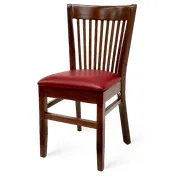 American Tables & Seating 627 Indoor Side Chair with 9-Slat Back and Upholstered Seat, Beech Frame 1 image