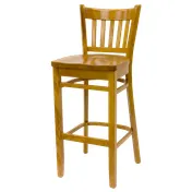 ATS 900-BS Bar Stool, 5-Slat Wood Back, Upholstered Seat, Beech Wood Frame, Armless, Standard Height 1 image