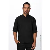Chef Works REBCLZ-BLK-3XL Hartford Chef Coat, 3XLarge, Black, Poly/Cotton 1 image