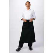 Chef Works REF24-BLK-0 - 32"L X 27.5"W Black Poly/Cotton Waist Apron - 1/Case 1 image