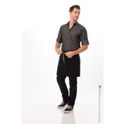 Chef Works AHS01S-JBK-0 Berkeley Half Bistro Snap Waist Apron, 17.9"L X 28"W, Jet Black, 100% Cotton 2 image