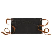 Chef Works AWS01S-BLK-0 - 12"L x 23"W Black Cotton Waist Apron, 2 Pockets - 1/Case 1 image