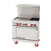 American Range AR-24G-2B-C 36" Gas Restaurant Range, (1) Convection Oven, (2) Open Burners, (1) 24" Griddle 1 image