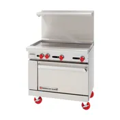 American Range AR-36G-C 36" Gas Restaurant Range, 36" Full Griddle w/ Manual Controls, (1) Convection Oven 1 image