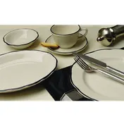 International Tableware SY-10 8oz Grapefruit, 6-1/2" Dia., 1-5/8" H, Ceramic, with Black - 1 Dozen 2 image