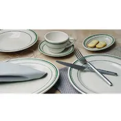 International Tableware VE-3 9" Soup Bowl, 10oz, Ceramic, White with Green Band, Verona™, 1 Dozen 2 image