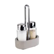 APS Germany APS 40410 - Salt & Pepper Set, 6 oz Glass Shakers with Lids, Cruet on Concrete Base - 1/Case 1 image