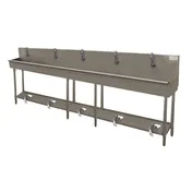 Advance Tabco 19-FM-100FV 100" Freestanding Multi-Station Hand Sink without Faucet w/Foot Valves 1 image
