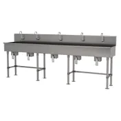 Advance Tabco 19-FM-100KV 100" Freestanding Multi-Station Hand Sink without Faucet w/Knee Valves 1 image