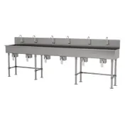 Advance Tabco 19-FM-120KV 120" Freestanding Multi-Station Hand Sink without Faucet w/Knee Valves 1 image