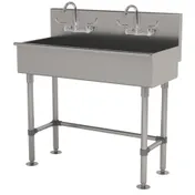 Advance Tabco 19-FM-40-ADA-F 40" Freestanding Multi-Station Hand Sink with Wrist Faucet - 16 gauge 1 image