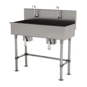 Advance Tabco 19-FM-40KV 40" Freestanding Multi-Station Hand Sink without Faucet - w/Knee Valves 1 image