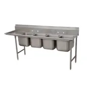 Advance Tabco 93-24-80-18L 111" Four Compartment Sink, 20"W x 20"L Bowl w/Left-Hand Drainboard 1 image