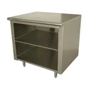 Advance Tabco EB-SS-2412M 144" Cabinet Base Open Front Work Table, Flat Top with Mid-Shelf 1 image